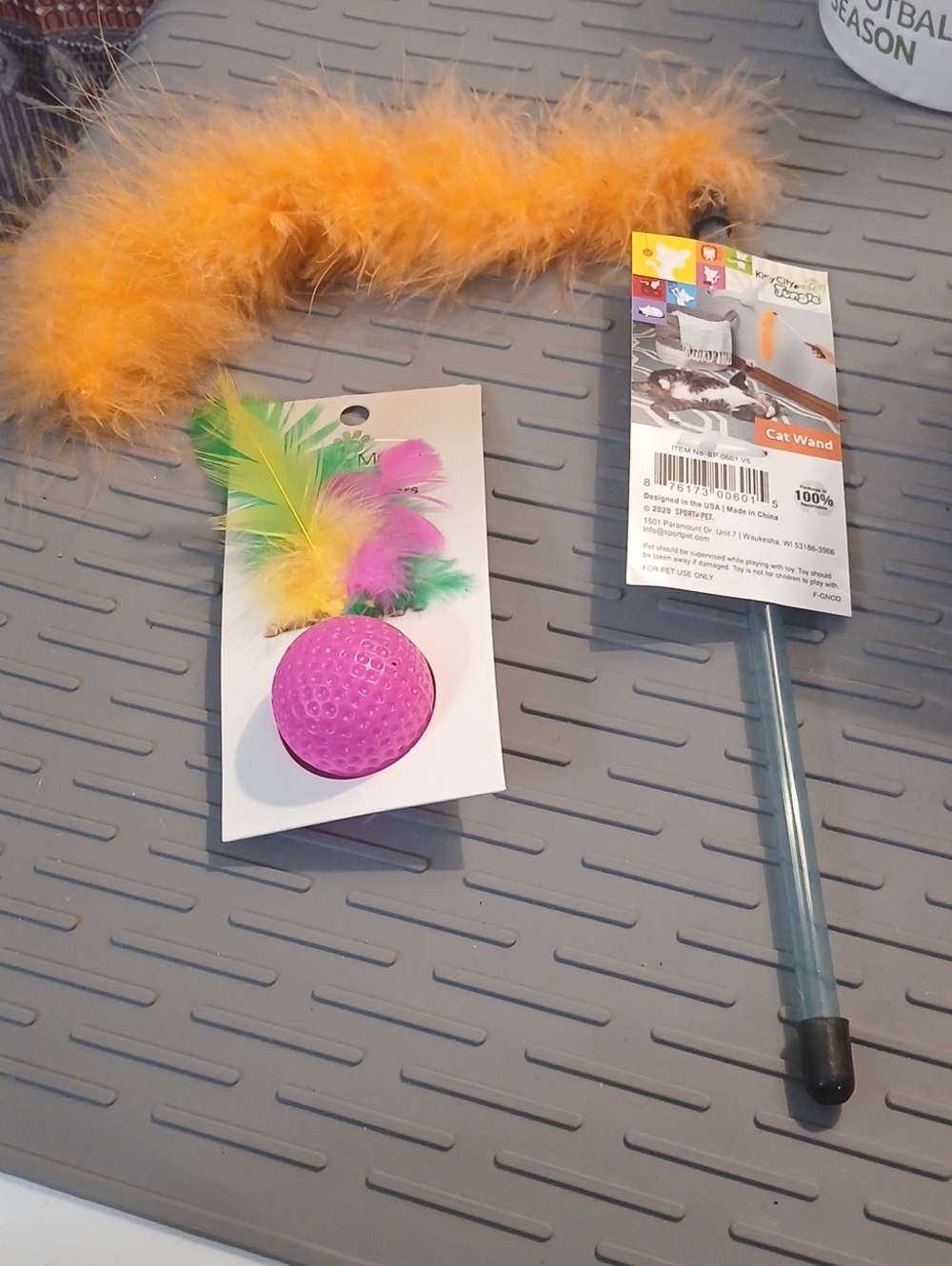 Cat Wand Feather Toy & Teaser Toy - Orange & Purple